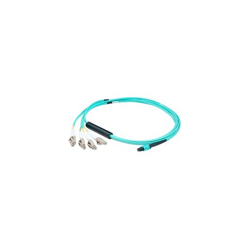 ADDON  3M Mpo (Female) to 8Xlc (Male) 8-Strand Aqua Om4 Fiber Fanout Cable