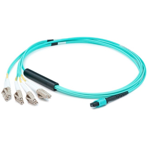 ADDON  10M Mpo (Female) to 8Xlc (Male) 8-Strand Aqua Om4 Fiber Fanout Cable