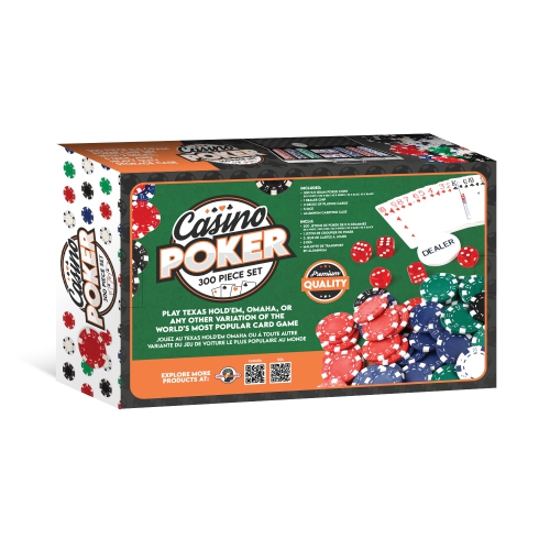 Tradeopia 300 Poker Chips Set with Aluminum Case, Includes 1 Dealer Chip, 2 Deck of Cards, 5 Red Dice, Texas Holdem Poker Set