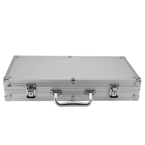 Tradeopia 300 Poker Chips Set with Aluminum Case, Includes 1 Dealer Chip, 2 Deck of Cards, 5 Red Dice, Texas Holdem Poker Set