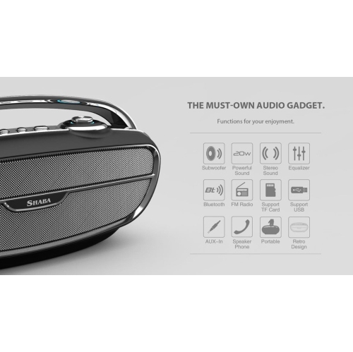 SHABA Retro Style Wireless Stereo Speaker - Black