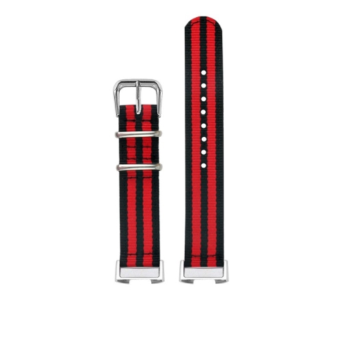 STRAPSCO  Striped Nylon Replacement Watch Band Strap for Fitbit Charge 3 - Black & In Red