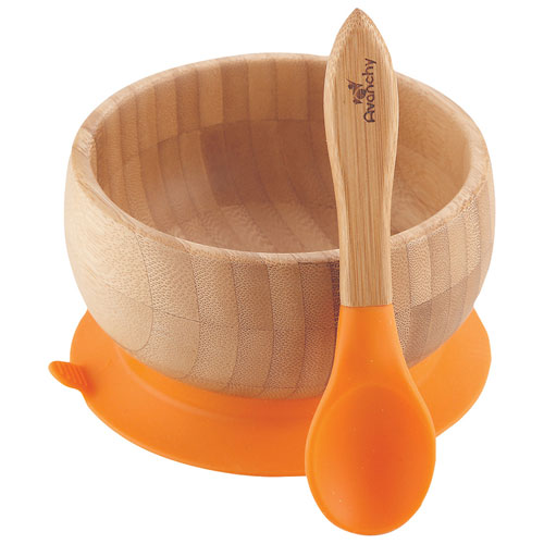 Bol En Bambou A Ventouse Avec Cuillere Pour Bebes D Avanchy Orange Best Buy Canada