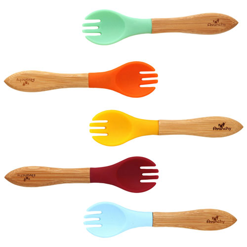 Avanchy Bamboo Baby Fork - 5 Pack - Pink/Multi