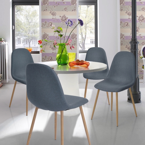 Set of 4 Eames Dining Chair Eiffel Leg Base Strong Metal Leg Fabric Seat Elegant(Blue)