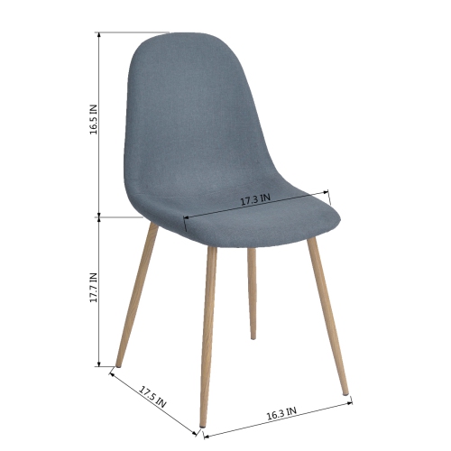 Set of 4 Eames Dining Chair Eiffel Leg Base Strong Metal Leg Fabric Seat Elegant(Blue)