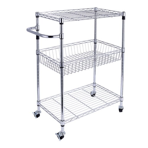3 Tier Kitchen Cart With Wheels 33 H Rolling Storage Rack Shelves Organizer Best Buy Canada