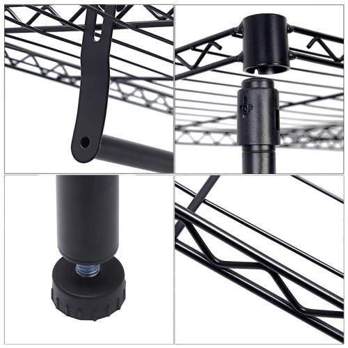 Freestanding Metal Hanging Storage Organizer Rack Wardrobe with Shelves, 3 Hanging Rod Adjustable Utility Closet Organizer Garment Rack