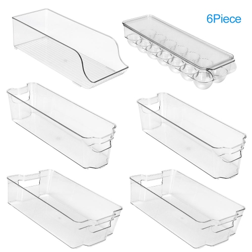 6-Piece Refrigerator Food Storage Container Bins Acrylic Fridge Bins and Freezer Organizer