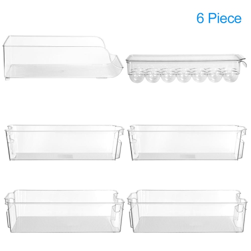 6-Piece Refrigerator Food Storage Container Bins Acrylic Fridge Bins and Freezer Organizer