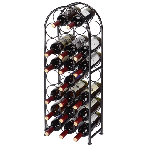 SortWise Wine Bottle Holder Storage Organizer Display Shelf Black 32 Bottle Wine Rack with Iron Table Top