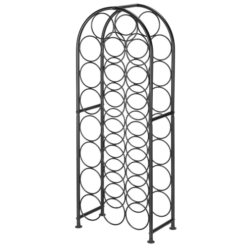 23 Bottles Metal Wine Rack, Arched Free-Standing Floor Wine Holder with 4 Adjustable Foot Pads For House Use Living Room, Black