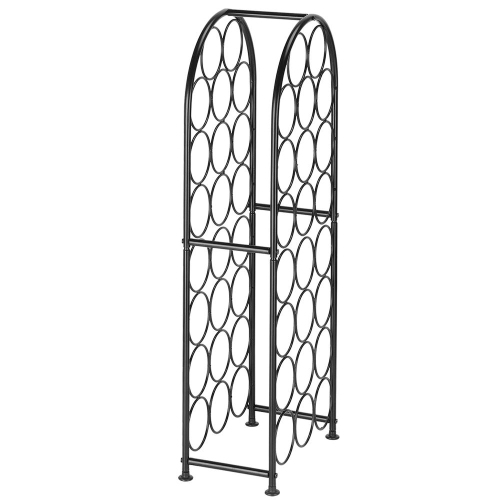 23 Bottles Metal Wine Rack, Arched Free-Standing Floor Wine Holder with 4 Adjustable Foot Pads For House Use Living Room, Black