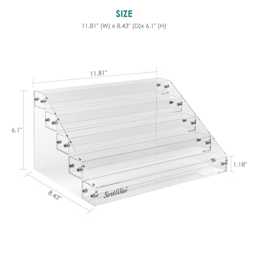5 Tier Acrylic Lipstick Organizer, Nail Polish Makeup Case Cosmetic Stand Display Rack Holder