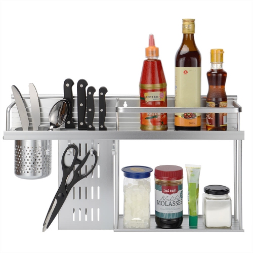 4 In 1 Multifunction Kitchen Wall Rack, Kitchen Shelves With Cup Hooks