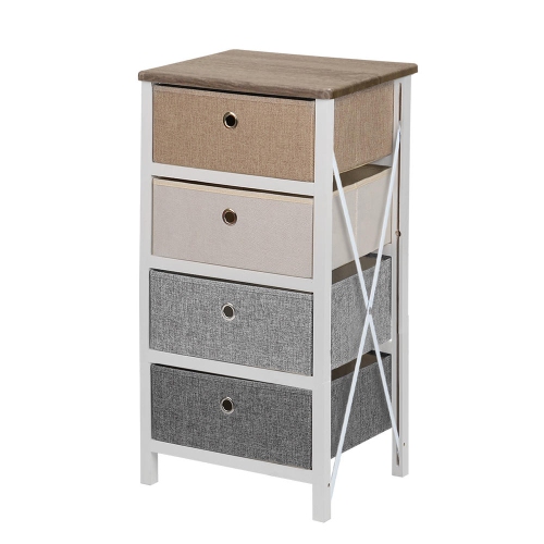 4 Drawer MDF End Table Drawer Dresser Storage Tower Night Stand with 4 Removable Storage Bins - SortWise