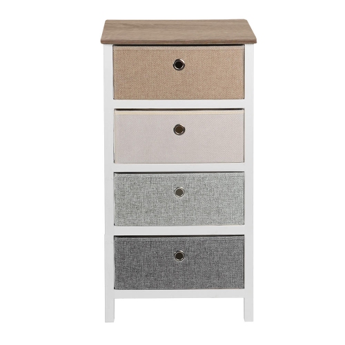 4 Drawer MDF End Table Drawer Dresser Storage Tower Night Stand with 4 Removable Storage Bins - SortWise