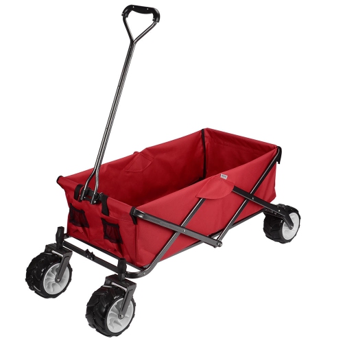 Collapsible Folding Outdoor Garden Cart ,Wheelbarrows Utility Wagon All-Terrain Shopping Cart with Swivel 360 degrees Wheels up to 165Lbs