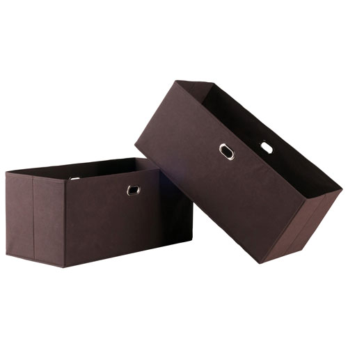 Paniers de rangement repliables en tissu Torino - Ensemble de 2 - Chocolat