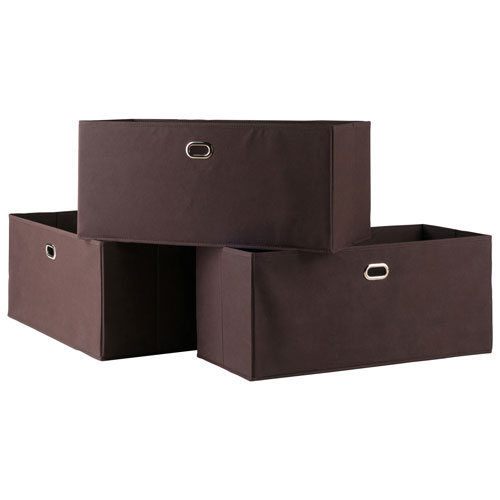 Torino Foldable Fabric Storage Baskets - Set of 3 - Chocolate