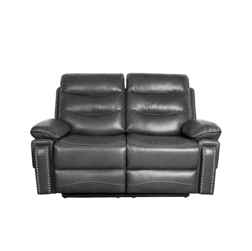 Ensemble 3 pièces canapé inclinable en cuir de luxe Aluminx A-Class avec USB et prises électriques - Gris