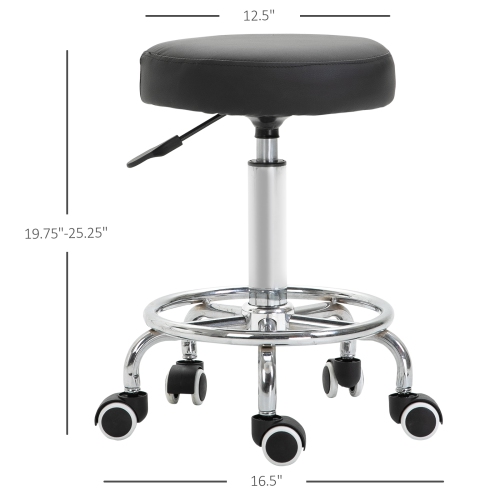 Vinsetto Adjustable Swivel Salon Stool Hydraulic PU Barber Rolling Massage Tattoo Chair Bar Beauty SPA Seat Black