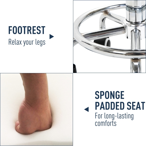 Vinsetto Adjustable Swivel Salon Stool Hydraulic PU Barber Rolling Massage Tattoo Chair Bar Beauty SPA Seat Black