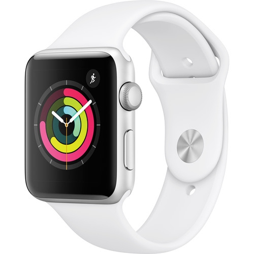 Apple Watch Series 3 42mm Smartwatch with GPS, Silver Aluminum Case, White Sport Band [Refurbished]