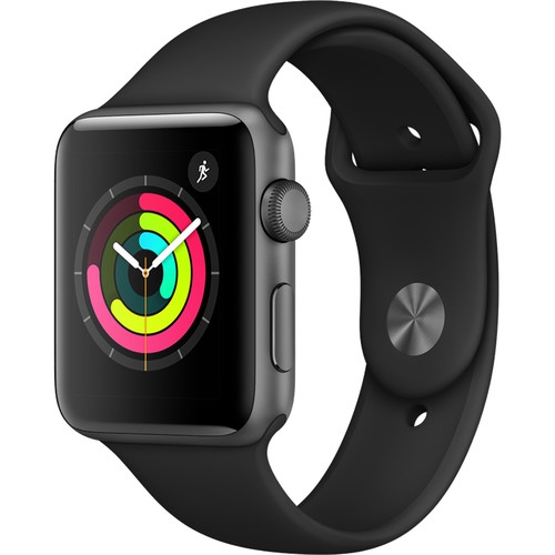 Refurbished - Apple Watch Series 3 38mm Smartwatch with GPS, Space Gray Aluminum Case, Black Sport Band