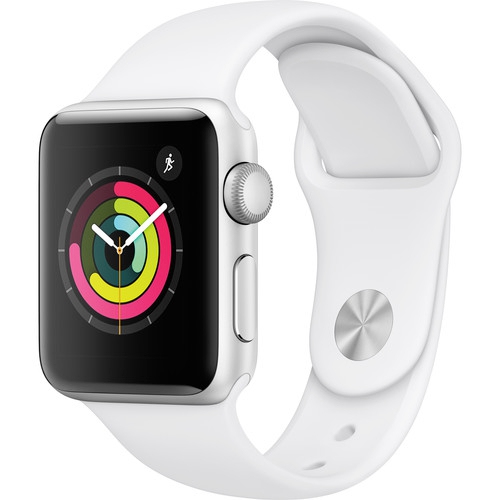 Apple Watch Series 3 de 38 mm avec GPS, boîtier en aluminium argenté, bracelet sport blanc [Remis à neuf]