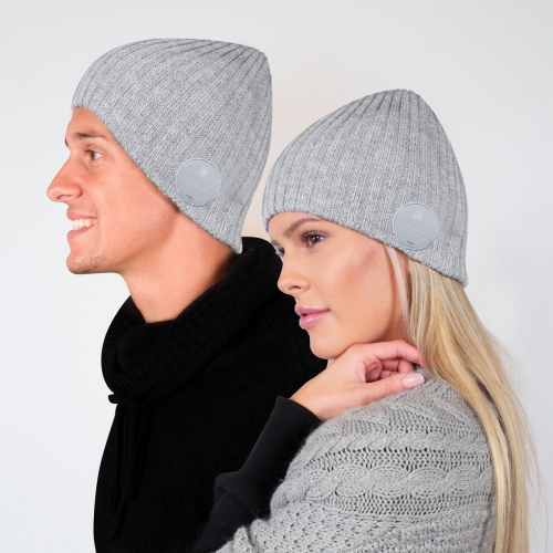 Blu Toque Wide Ribbed Bluetooth Beanie - Ash Grey