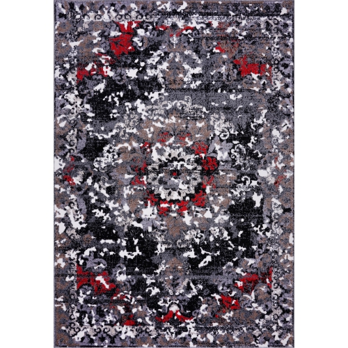 LA DOLE RUGS  Grayton Traditional Gray Area Rug 3'9" X 5'5" In Red