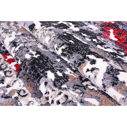 Grayton Traditional Gray Red Area Rug 3'9" x 5'5"