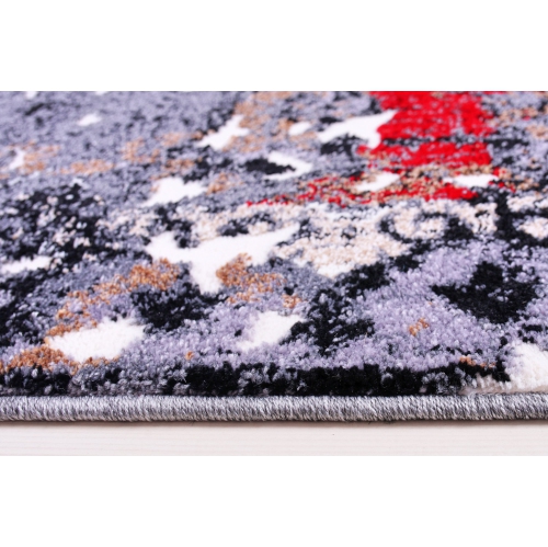 Grayton Traditional Gray Red Area Rug 3'9" x 5'5"