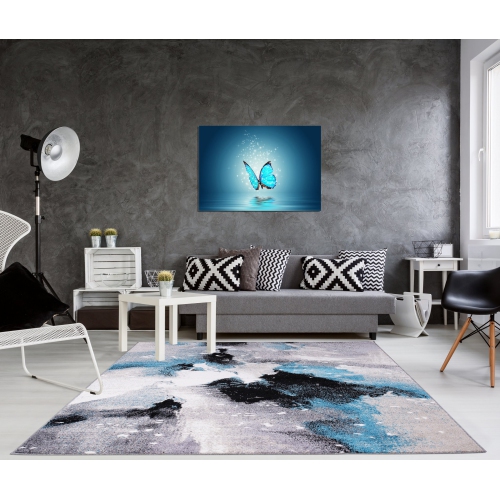 Ardene Traditional Gray Turquoise Area Rug 5'2" x 7'5"