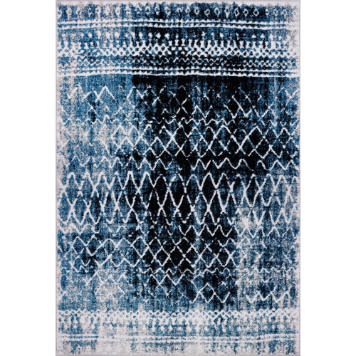 LA DOLE RUGS  Verona Turquoise Diamond Pattern Area Rug 3'9" X 5'5" In Black