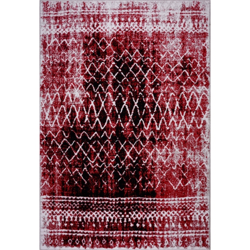 Image 1 de 5.. Tapis Verona rouge à motif de losanges, 5 pi 2 po x 7 pi 5 po