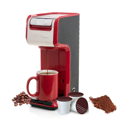 2 in 1 Single Serve K-Cup Pods & Carafe Pods & Capsule Coffee Machines or Ground Coffee,Coffee Maker Coffee Brewer -Red
