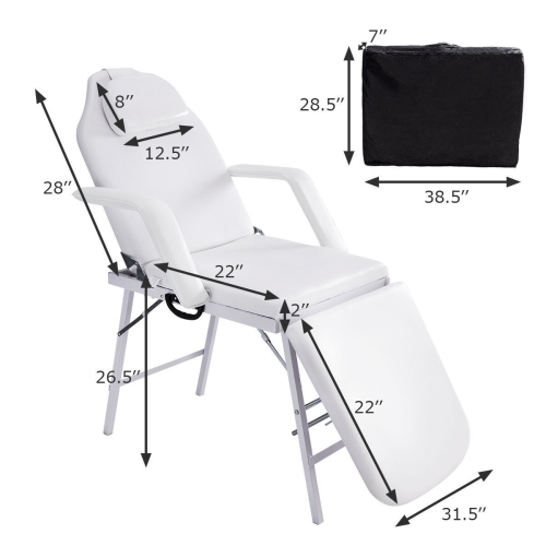 Costway 73" Portable Tattoo Parlor Spa Salon Facial Bed Beauty Massage Table Chair