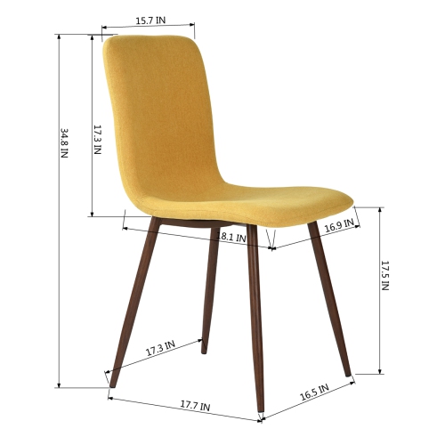 Set of 4 Eames Dining Chair Eiffel Leg Base Strong Metal Leg Fabric Seat Elegant(Yellow)