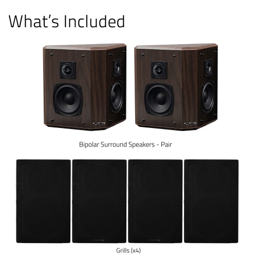 Fluance Elite High Definition 2-Way Bipolar Surround Speakers for Wide Dispersion Surround Sound