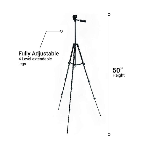Glo3D – trépied en aluminium noir de 50 po avec support pour téléphone