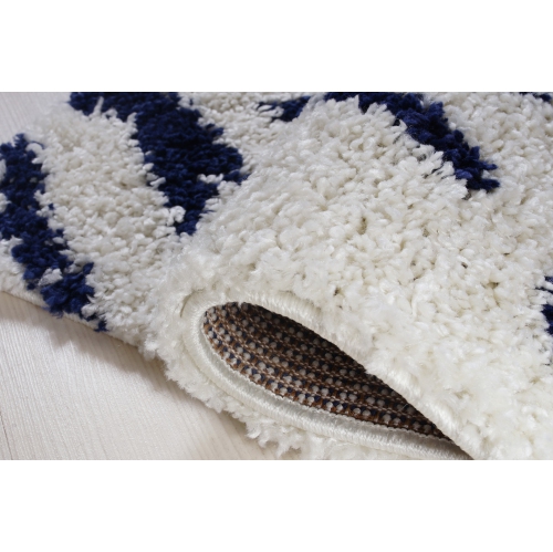 Kenitra Shaggy White Dark Blue Area Rug 2'7" x 4'11"