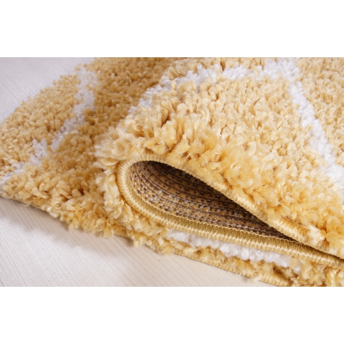 Rabat Shaggy Dark Yellow White Spirals Area Rug 6'5" x 9'5"