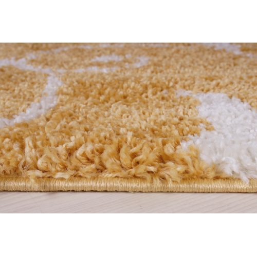 Rabat Shaggy Dark Yellow White Spirals Area Rug 6'5" x 9'5"