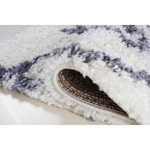 Rabat Shaggy White Dark Gray Spirals Area Rug 6'5" x 9'5"