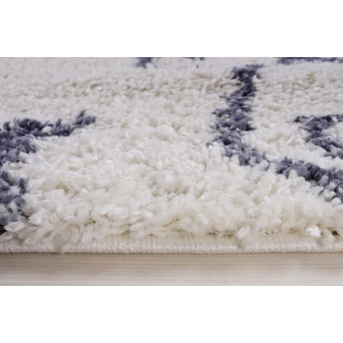 Rabat Shaggy White Dark Gray Spirals Area Rug 6'5" x 9'5"