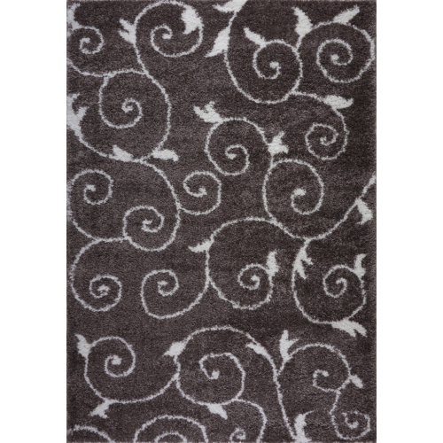 LA DOLE RUGS  Rabat Shaggy Mink Spirals Area Rug 2'7" X 9'10" In White