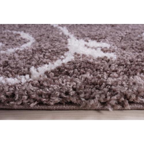 Rabat Shaggy White Mink Spirals Area Rug 5'2" x 7'5"