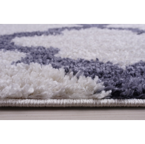 Fes Shaggy White Dark Gray Area Rug 3'11" x 5'7"